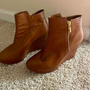 Light brown leather Michael Kors ankle booties